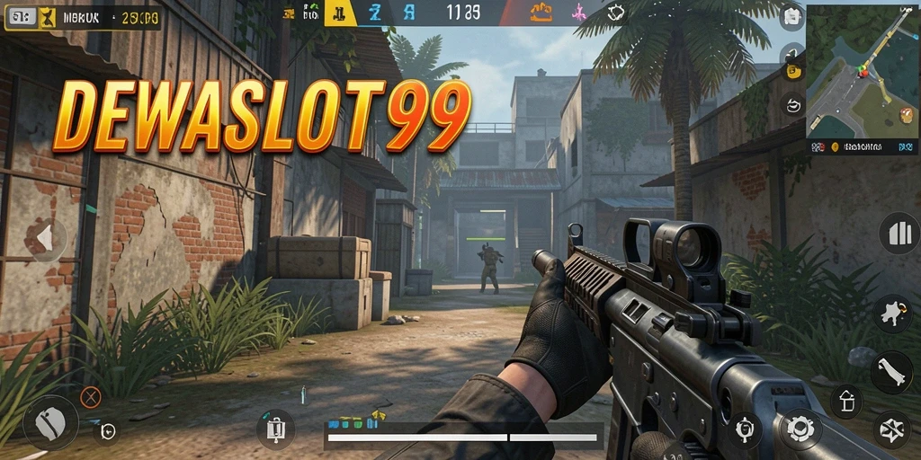Tampilan gameplay menegangkan dari DEWASLOT99 dengan aksi tembak-menembak.