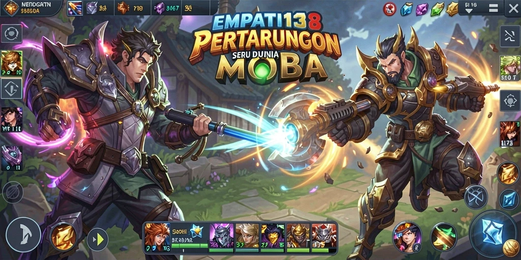 Tampilan pertarungan seru di arena <strong>EMPATI138</strong> dengan karakter unik.