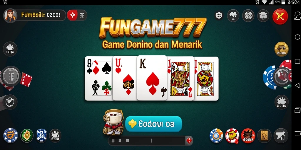 Screenshot gameplay seru FUNGame777 saat bermain Domino.