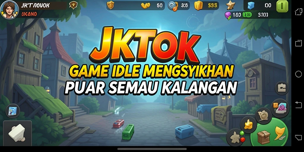 Screenshot gameplay JKTOK menampilkan karakter yang sedang menghasilkan sumber daya.