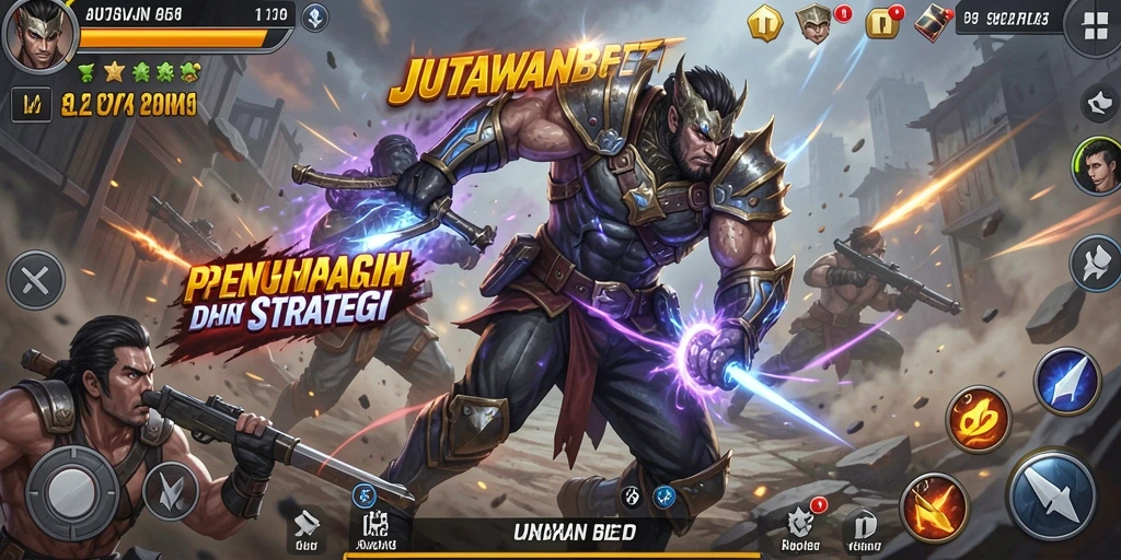 Tangkapan layar gameplay <strong>JUTAWANBET</strong> menunjukkan pertarungan yang intens dan dramatis.