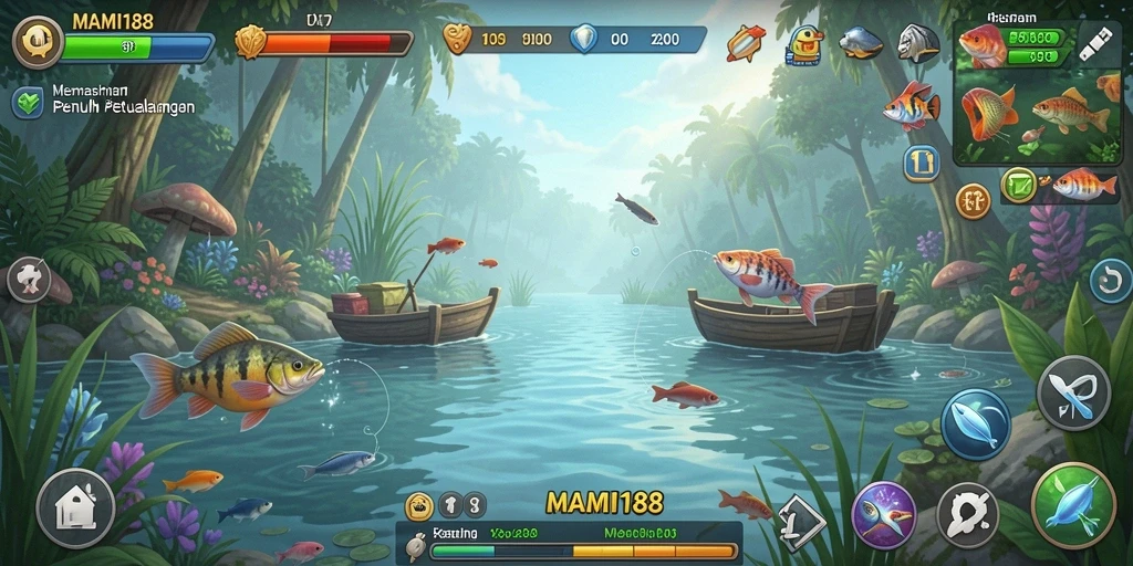 Tangkapan ikan warna-warni dalam gameplay MAMI188 yang menggembirakan.
