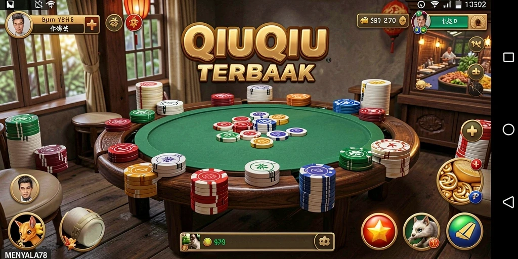 Tampilan gameplay seru di MENYALA78 dengan kartu QiuQiu.