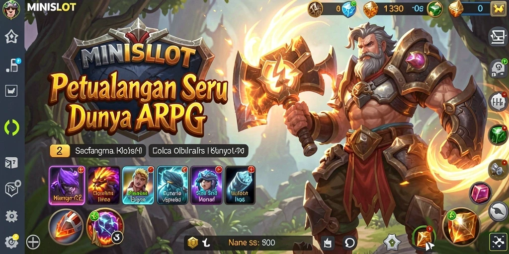 Screenshot utama MINISLOT menampilkan aksi seru dalam petualangan ARPG.