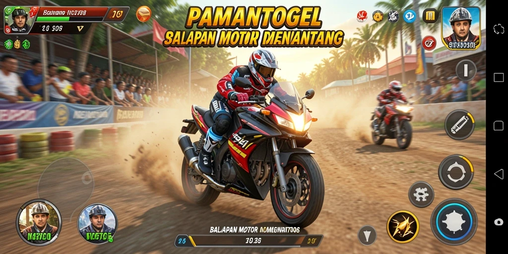 Gameplay mendebarkan dalam balapan motor yang menantang.
