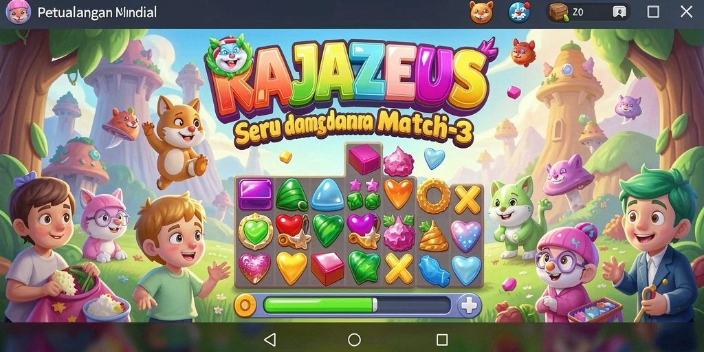 Tampilan gameplay seru dari RAJAZEUS yang penuh warna.