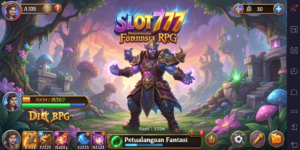 Screenshot utama SLOT777 menampilkan aksi seru dalam gameplay RPG.