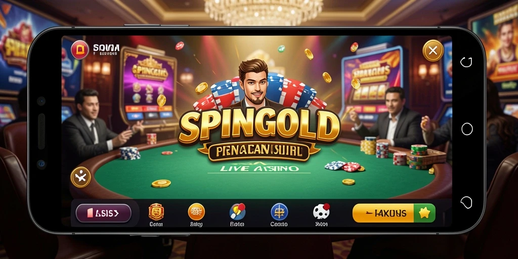 Tampilan gameplay Live Casino SPINGOLD yang menawan dan interaktif.