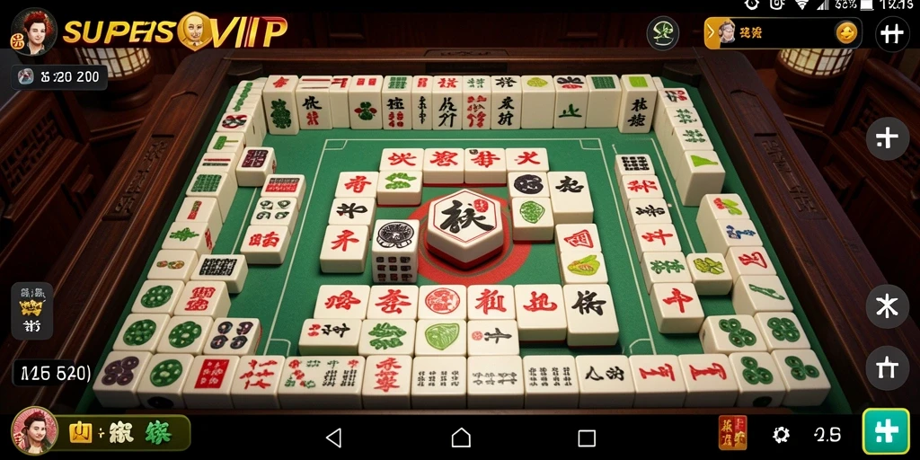 Tampak gameplay menarik dari SUPERSVIP dengan ubin Mahjong berwarna-warni.