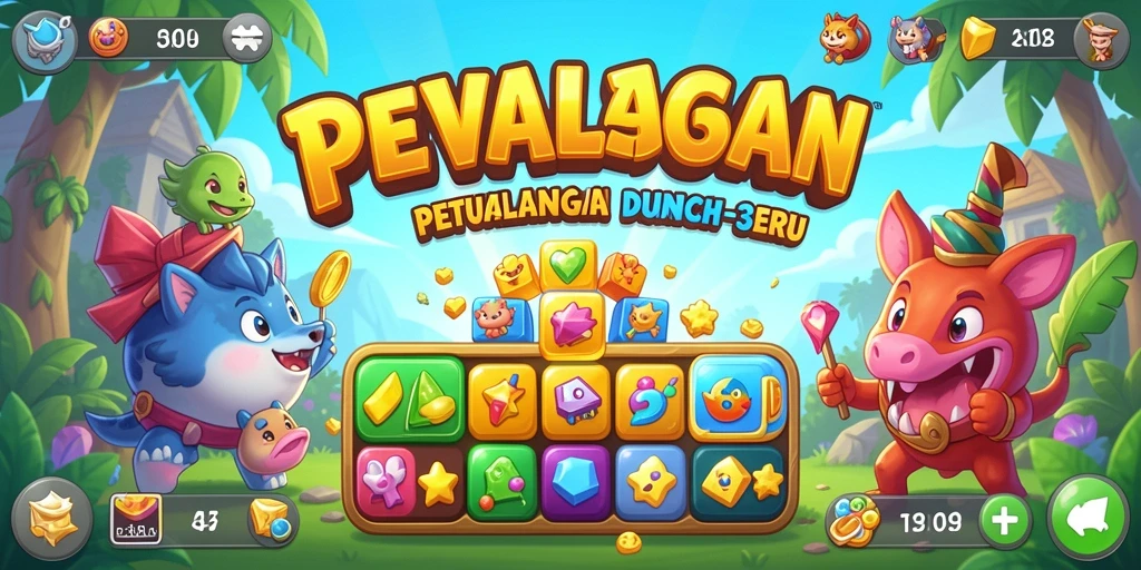 Screenshot utama gameplay WA369 yang menggambarkan tantangan Match-3.